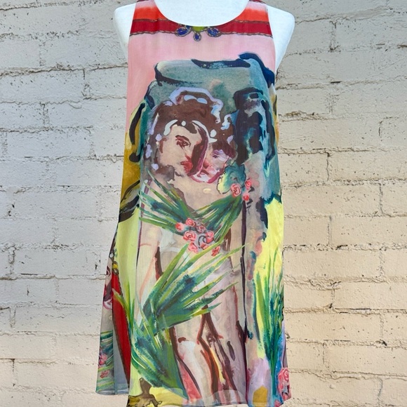 Alice + Olivia Watercolor Print Dress Size L - Picture 2 of 9